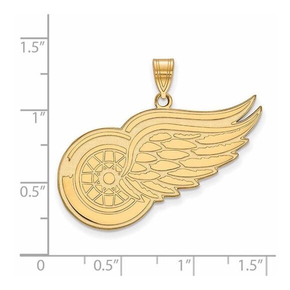 SS 14k Yellow Gold Plated NHL Detroit Red Wings XL Pendant